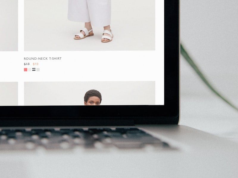 laptop computer displaying Mango pants